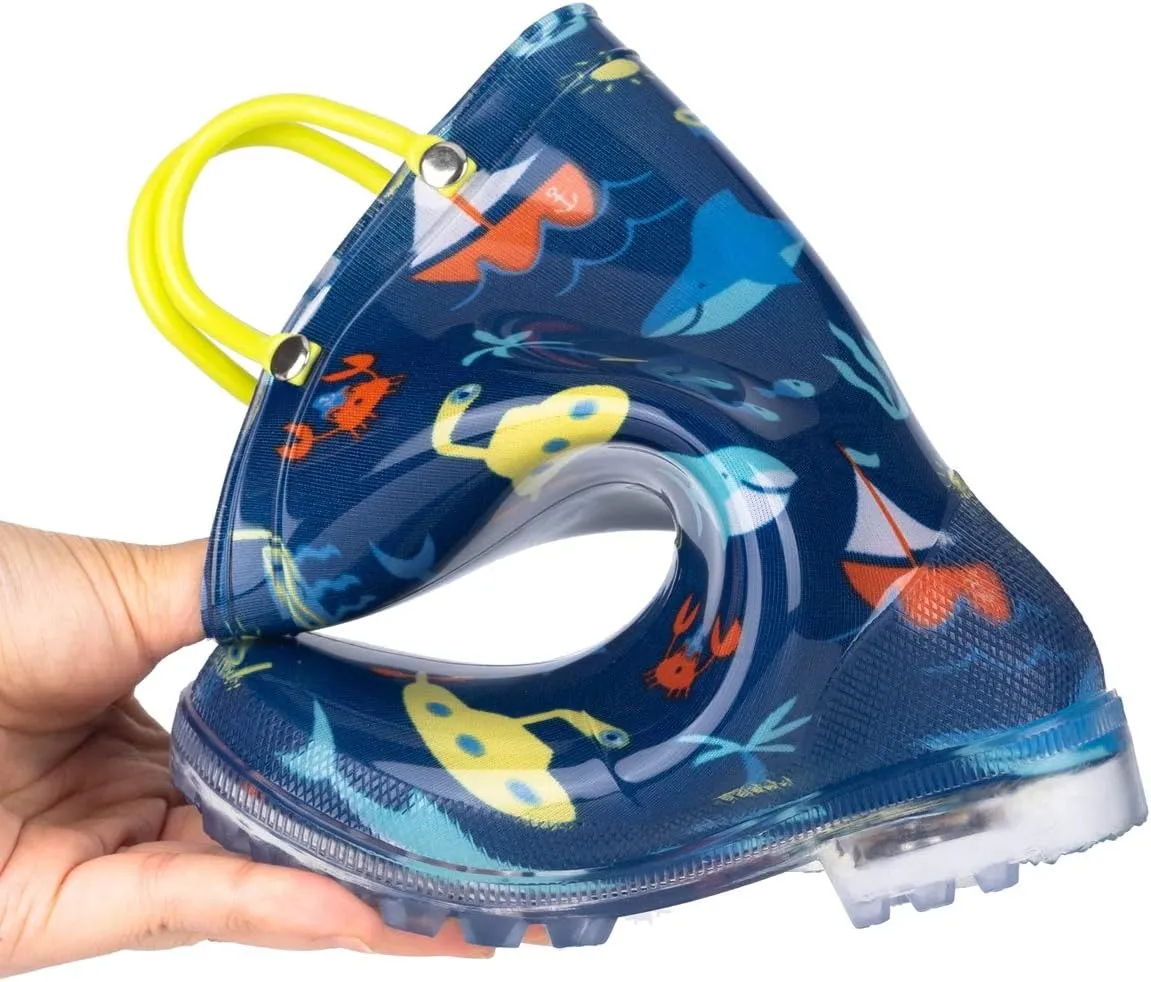 HugRain Light Up Rain Boots for Little Kids