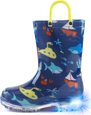 HugRain Light Up Rain Boots for Little Kids