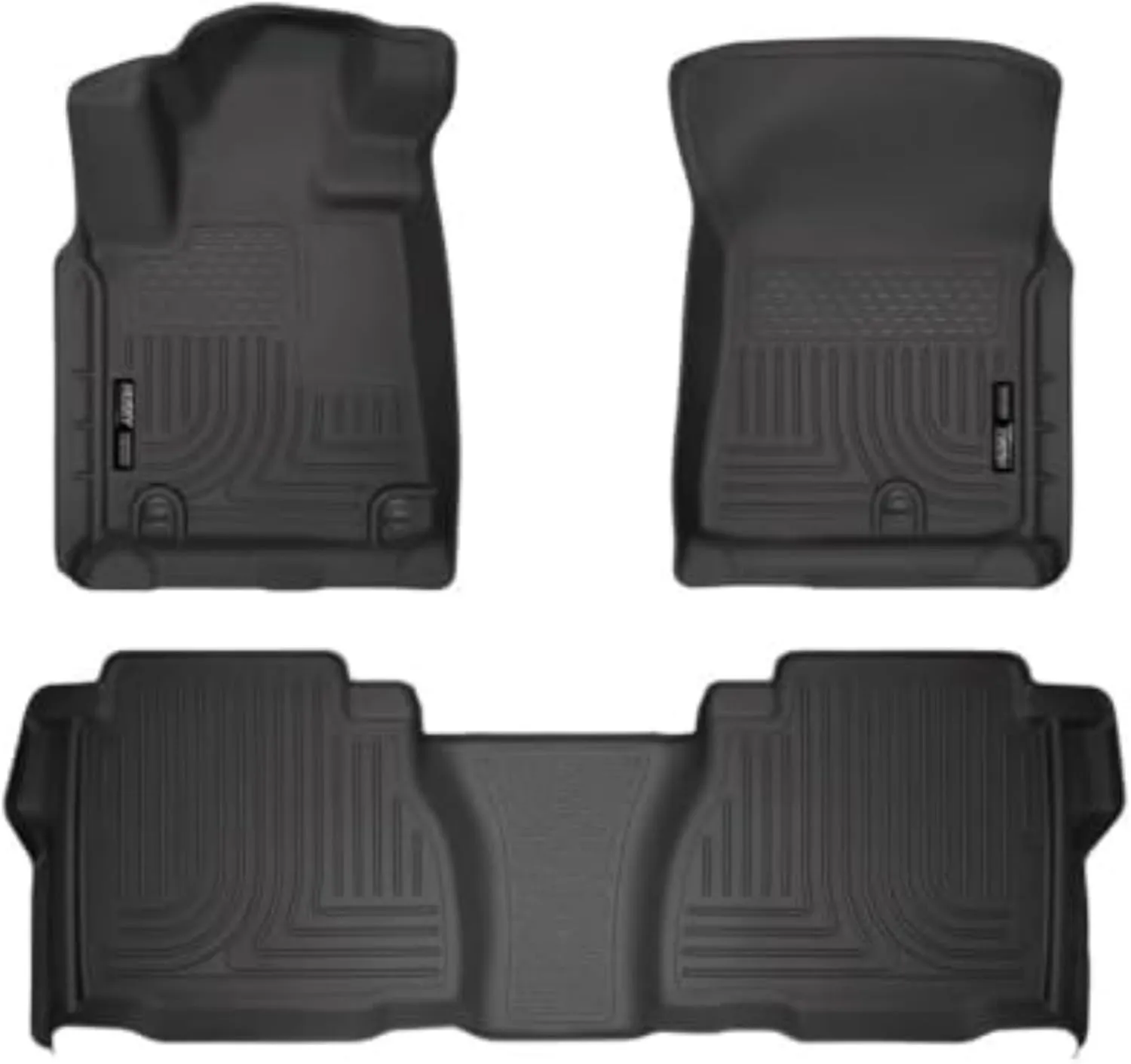 Husky Liners Weatherbeater Floor Mats | Fits 2007-2011 Toyota Tundra, CrewMax & Double Cab (Footwell Coverage) | Front & 2nd Row, 3-pc Black - 98581