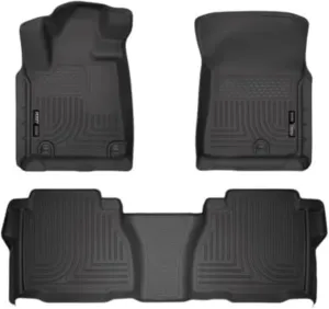 Husky Liners Weatherbeater Floor Mats | Fits 2007-2011 Toyota Tundra, CrewMax & Double Cab (Footwell Coverage) | Front & 2nd Row, 3-pc Black - 98581