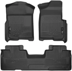 Husky Liners Weatherbeater Floor Mats | Fits 2009-2014 Ford F-150 SuperCab w/Out Manual Shifter (Footwell Coverage) | Front & 2nd Row, 3-pc Black - 98341