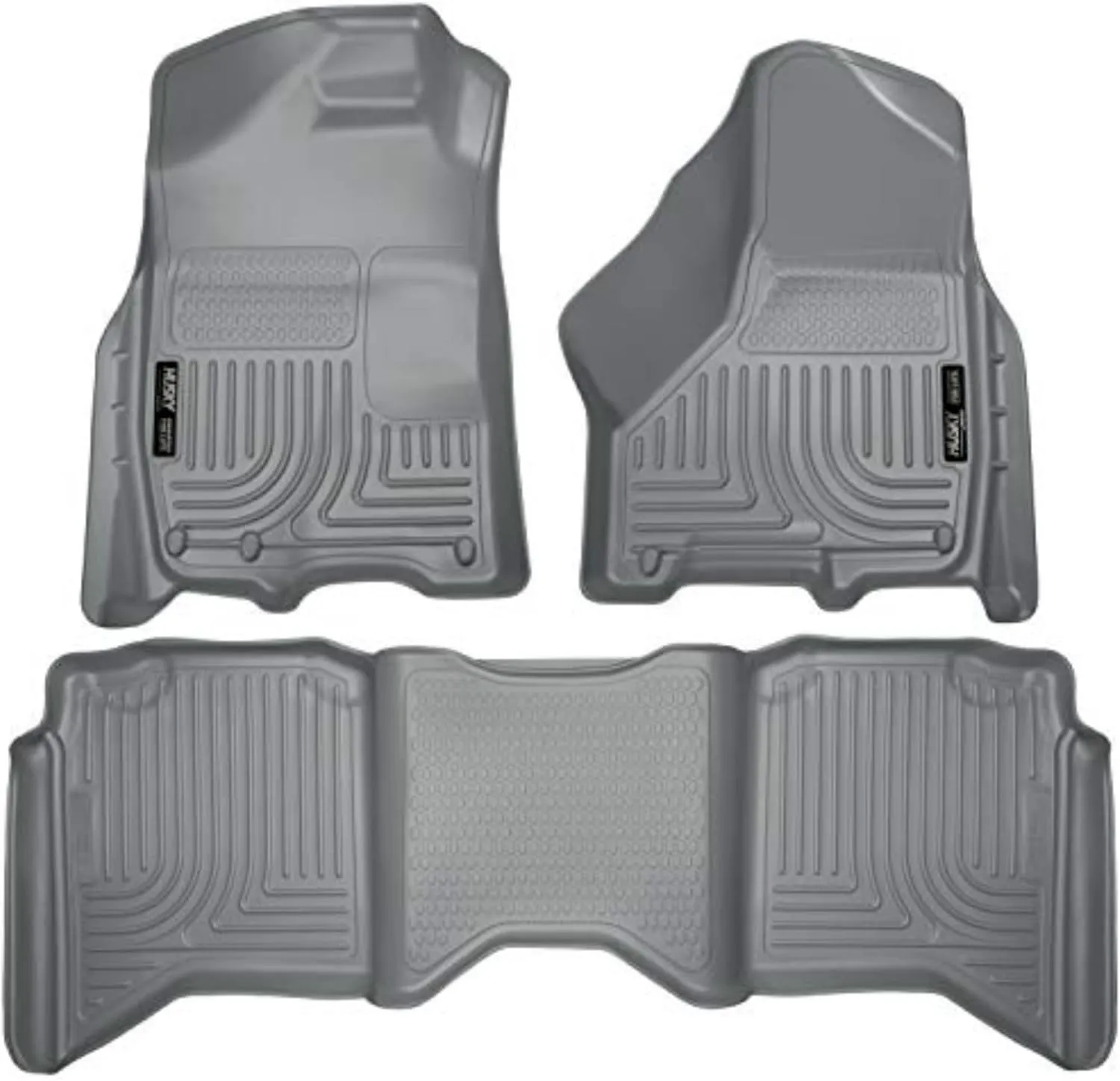 Husky Liners Weatherbeater Floor Mats | Fits 2009-2024 Ram 1500 (19-24 Classic Body only) Crew Cab; 2010-2018 Ram 2500/3500 w/Automatic Transmission | Front & 2nd Row, 3-pc Grey - 99002