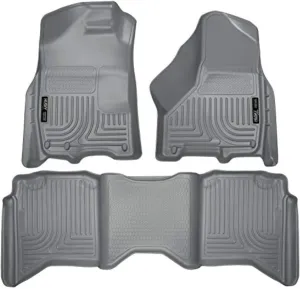 Husky Liners Weatherbeater Floor Mats | Fits 2009-2024 Ram 1500 (19-24 Classic Body only) Crew Cab; 2010-2018 Ram 2500/3500 w/Automatic Transmission | Front & 2nd Row, 3-pc Grey - 99002
