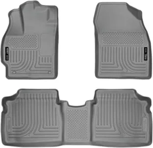 Husky Liners Weatherbeater Floor Mats | Fits 2010-2014 Toyota Prius | Front & 2nd Row, 3-pc Grey - 98922