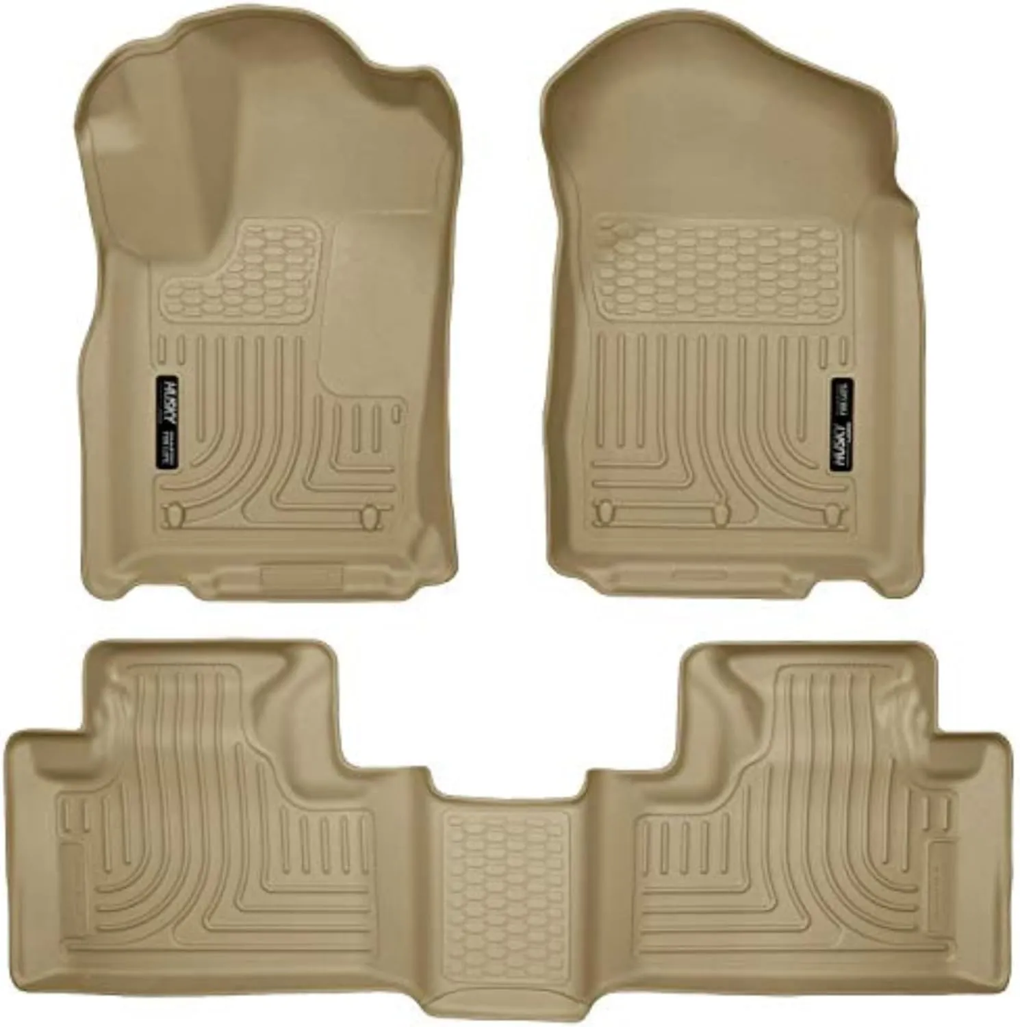 Husky Liners Weatherbeater Floor Mats | Fits 2011-2015 Dodge Durango & Jeep Grand Cherokee | Front & 2nd Row, 3-pc Tan - 99053
