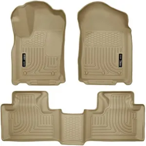 Husky Liners Weatherbeater Floor Mats | Fits 2011-2015 Dodge Durango & Jeep Grand Cherokee | Front & 2nd Row, 3-pc Tan - 99053