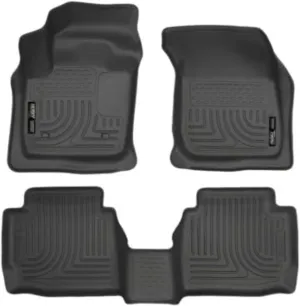 Husky Liners Weatherbeater Floor Mats | Fits 2013 - 2016 Ford Fusion & Lincoln MKZ | Front & 2nd Row, 3-pc Black - 99751