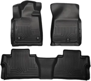 Husky Liners Weatherbeater Floor Mats | Fits 2014-2021 Toyota Tundra, CrewMax Cab (Footwell Coverage) | Front & 2nd Row, 3-pc Black - 99581