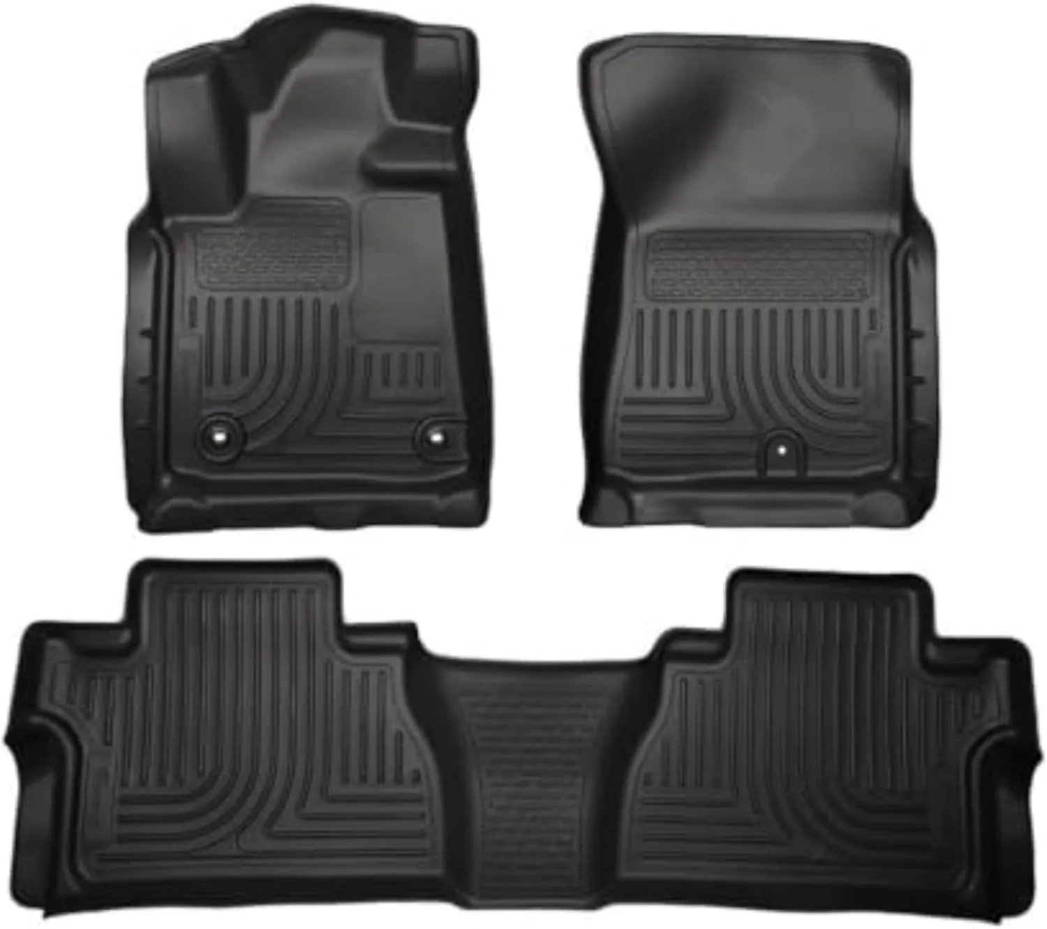Husky Liners Weatherbeater Floor Mats | Fits 2014-2021 Toyota Tundra, CrewMax Cab (Footwell Coverage) | Front & 2nd Row, 3-pc Black - 99581