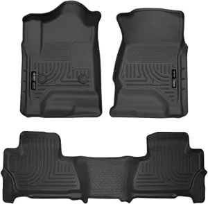 Husky Liners Weatherbeater Floor Mats | Fits 2015-2020 Chevrolet Suburban & GMC Yukon XL | Front & 2nd Row, 3-pc Black - 99211