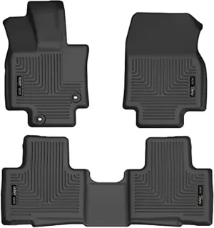 Husky Liners Weatherbeater Floor Mats | Fits 2020-2025 Toyota Highlander | Front & 2nd Row, 3-pc Black - 95791