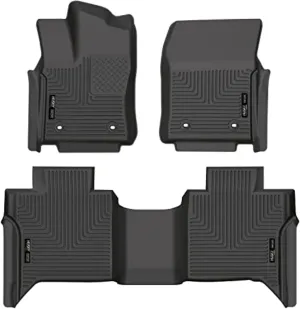 Husky Liners Weatherbeater Floor Mats | Fits 2022-2025 Toyota Tundra, CrewMax | Front & 2nd Row, 3-pc Black - 99481
