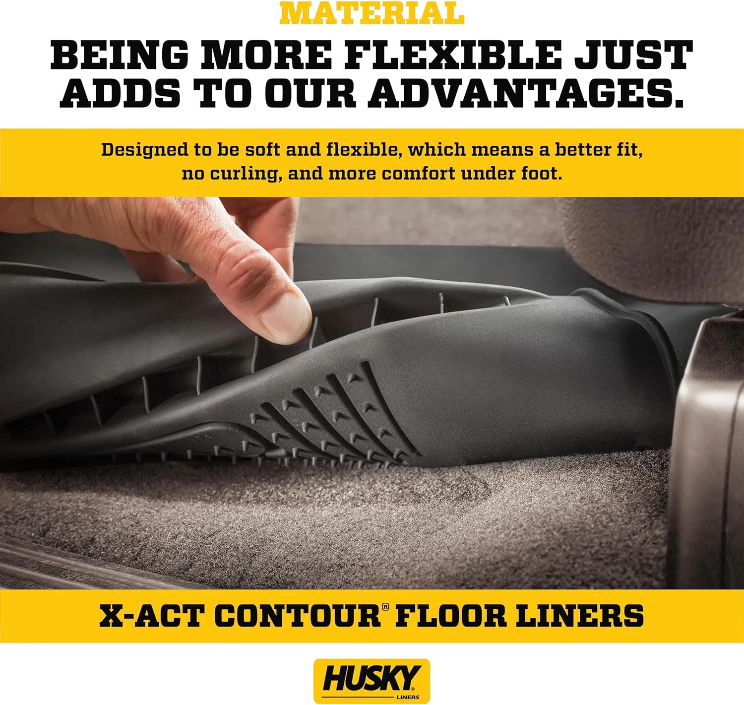 Husky Liners X-act Contour Floor Mats | Fits 2014-2021 Toyota Tundra, Double Cab (Full Coverage) | 2nd Row, 1-pc Black - 53851
