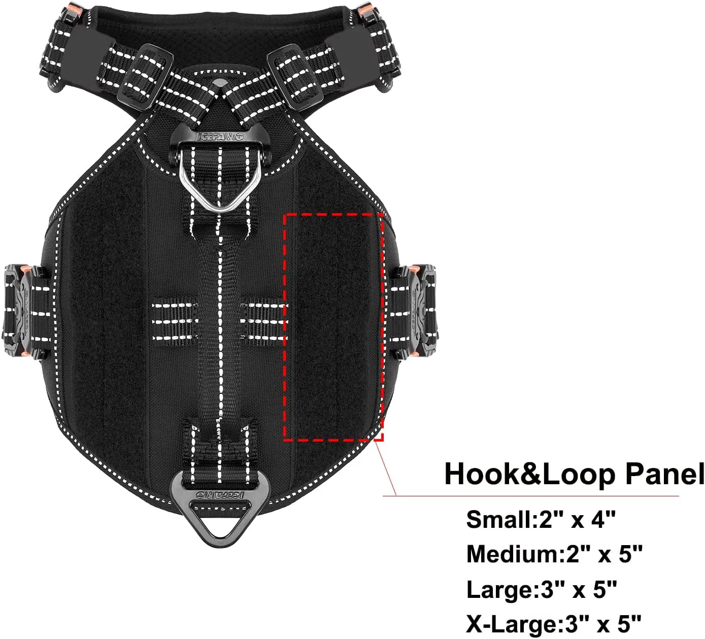 ICEFANG GN8 Tactical Dog Harness with 4X Metal Buckles for X-Large Sized Dogs,Reflective in Training Walking K9 Vest,No-Pull Front Leash Clip,Adjustable Pet Harness (Black, X-Large (Pack of 1))
