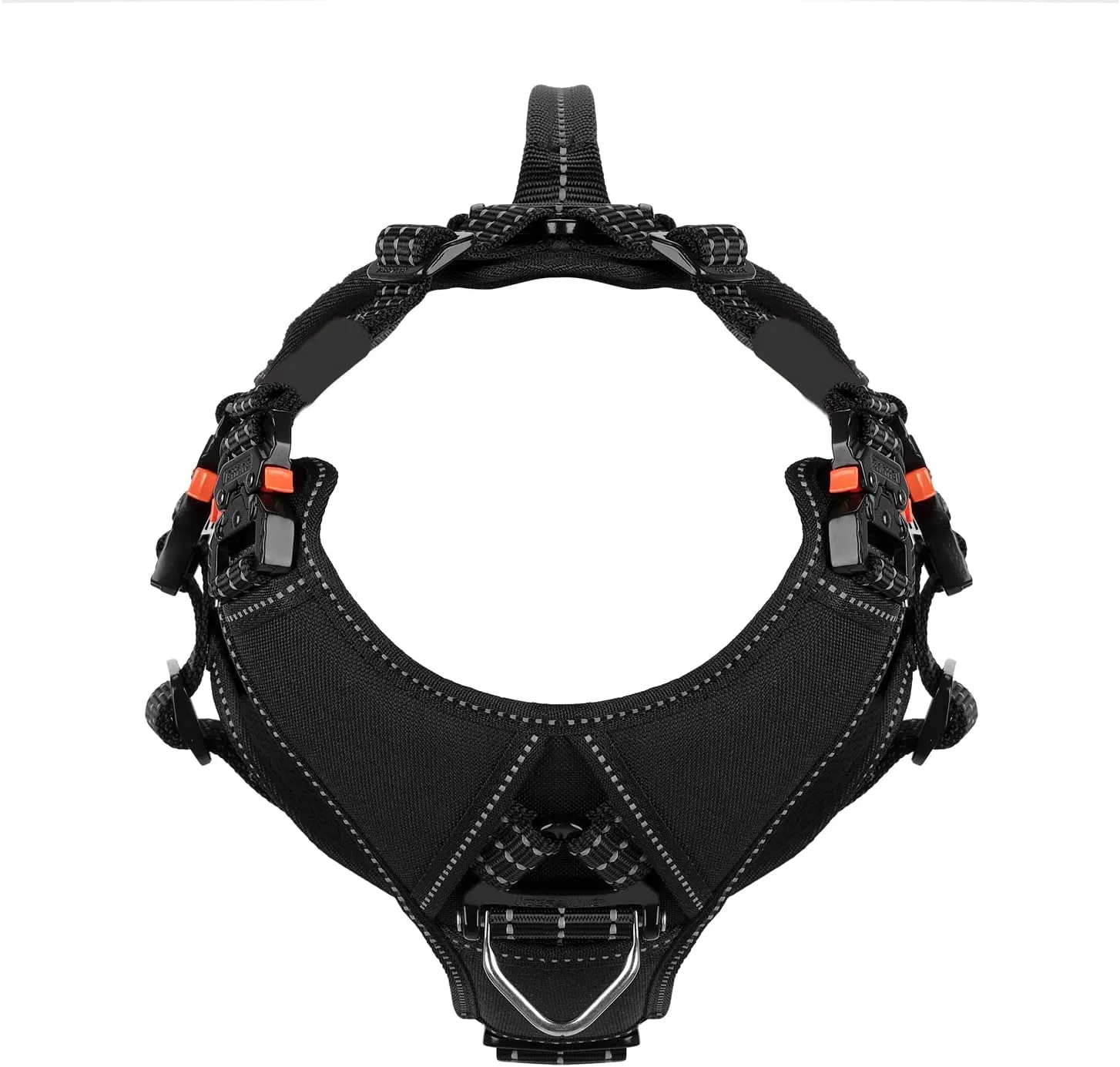 ICEFANG GN8 Tactical Dog Harness with 4X Metal Buckles for X-Large Sized Dogs,Reflective in Training Walking K9 Vest,No-Pull Front Leash Clip,Adjustable Pet Harness (Black, X-Large (Pack of 1))