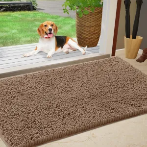 IM HOME Chenille Absorbent Outdoor Doormat 36" x 24", Washable Muddy Door Mats for Dog Non Slip Indoor Doormat Dog Mat for Muddy Paw Front Inside Doormats for Entryway Camel