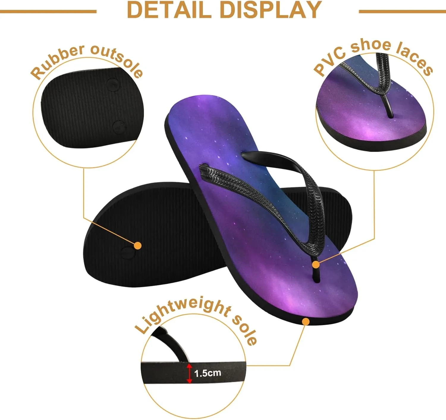 Infinite Space with Stars Galaxies Nebulae Womens Flip Flops Galaxy Universe Summer Beach Sandals Casual Thong Slippers Comfortable Shower Slippers Non Slip Water Sandals shoes L