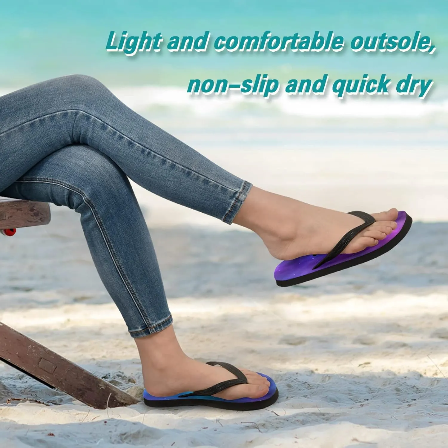 Infinite Space with Stars Galaxies Nebulae Womens Flip Flops Galaxy Universe Summer Beach Sandals Casual Thong Slippers Comfortable Shower Slippers Non Slip Water Sandals shoes L
