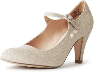 J. Adams Pixie Mary Jane Shoes Women Oxford Pumps - Cute Low Kitten High Heels - Retro Vintage Shoes for Women 1950s Mary Janes Round Toe Shoe with Ankle Strap - Women Dress Shoes
