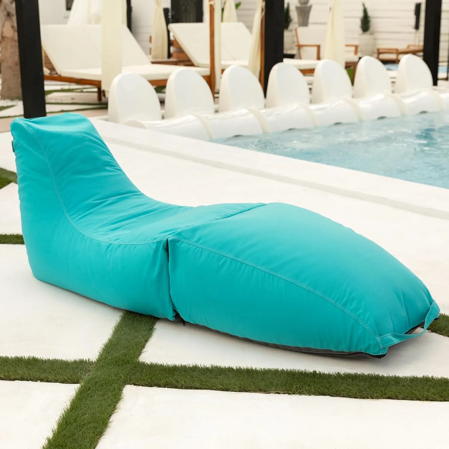 Jaxx Outdoor Prado Bean Bag Lounge Chair, Solid, Lagoon Blue