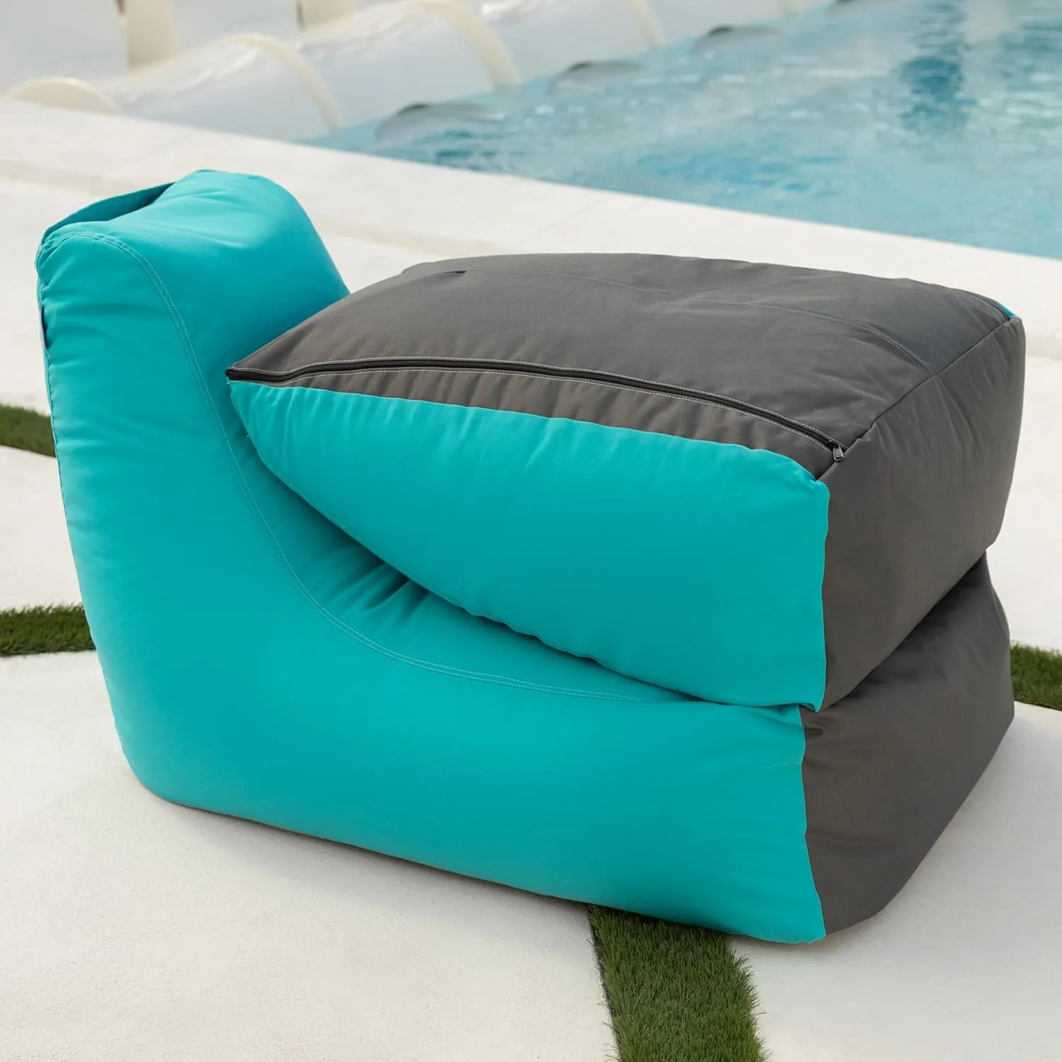 Jaxx Outdoor Prado Bean Bag Lounge Chair, Solid, Lagoon Blue