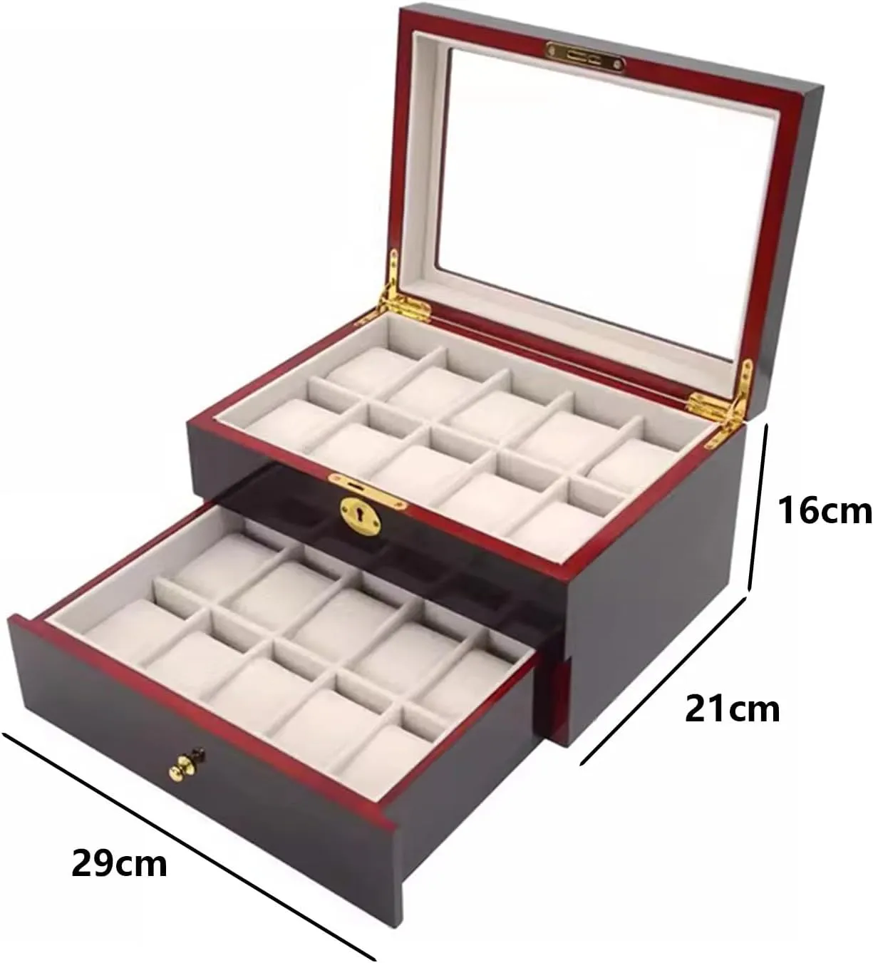 JEKKAH Watch Box In Stock, Stylish Flip Cover With Lock, Wooden Watch Storage Box, Watch Storage Mechanical Watch Packaging Wooden Box(20 Slots)