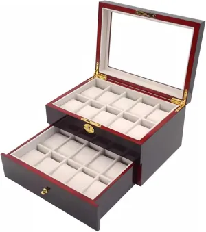 JEKKAH Watch Box In Stock, Stylish Flip Cover With Lock, Wooden Watch Storage Box, Watch Storage Mechanical Watch Packaging Wooden Box(20 Slots)