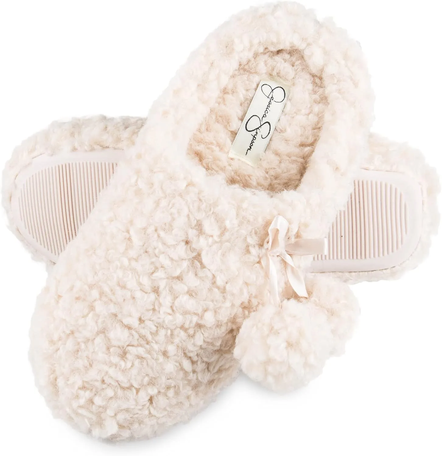 Jessica Simpson Women's Plush Marshmallow Slide on House Slipper Clog with Memory Foam