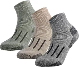 JORMATT Merino Wool Ankle Hiking Socks Men Outdoor Women Thermal Warm Cushioned Quarter Sock (2-3 Pairs)