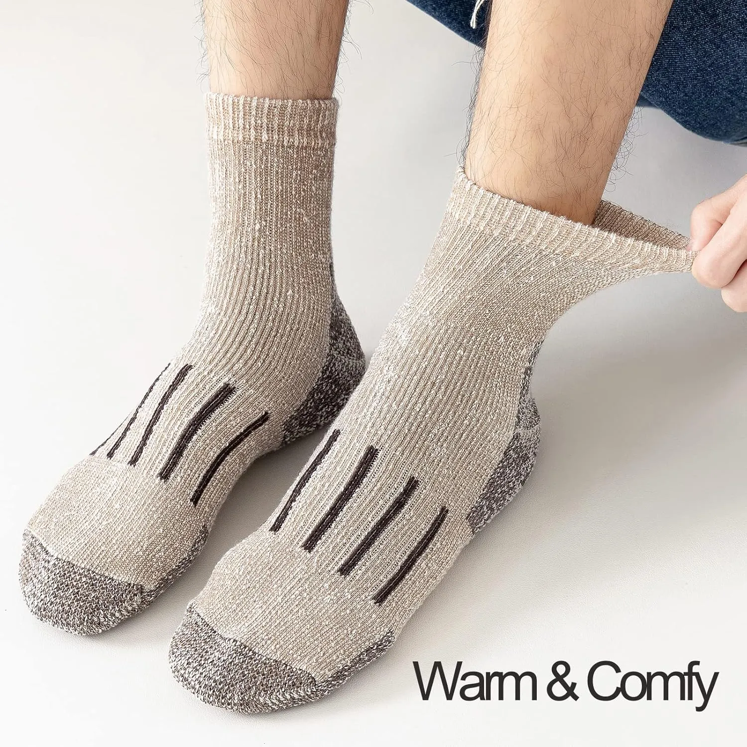 JORMATT Merino Wool Ankle Hiking Socks Men Outdoor Women Thermal Warm Cushioned Quarter Sock (2-3 Pairs)
