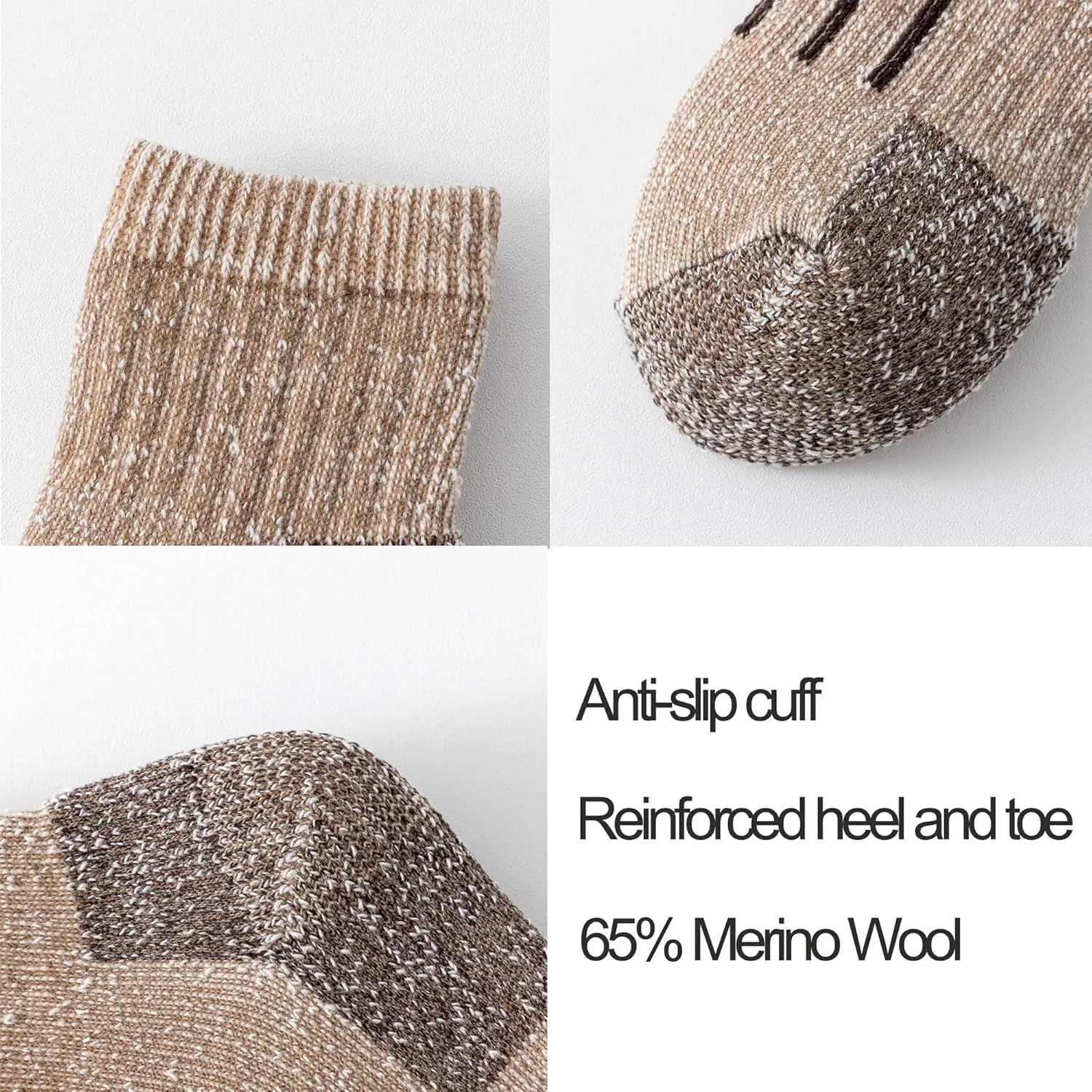 JORMATT Merino Wool Ankle Hiking Socks Men Outdoor Women Thermal Warm Cushioned Quarter Sock (2-3 Pairs)