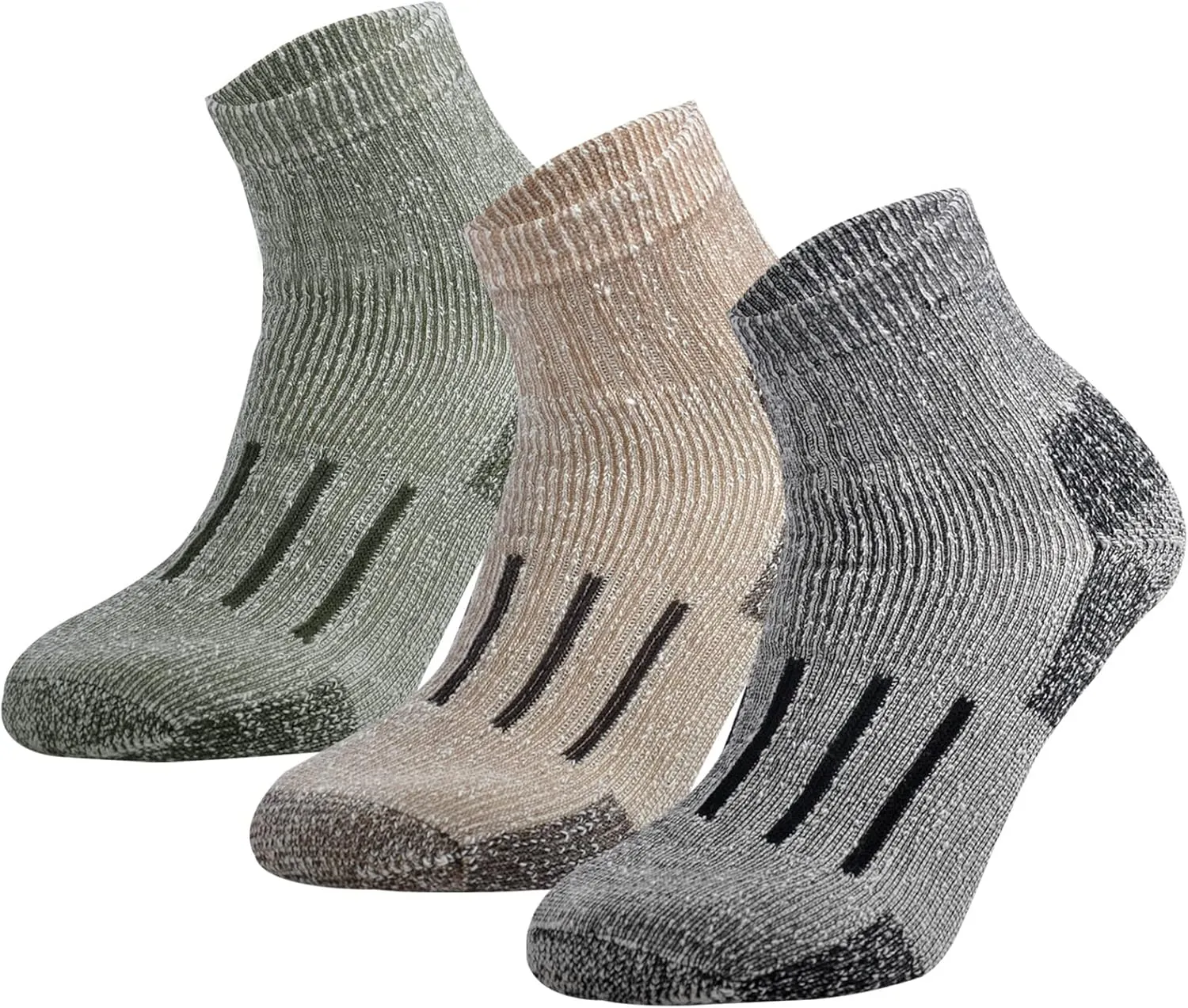 JORMATT Merino Wool Ankle Hiking Socks Men Outdoor Women Thermal Warm Cushioned Quarter Sock (2-3 Pairs)