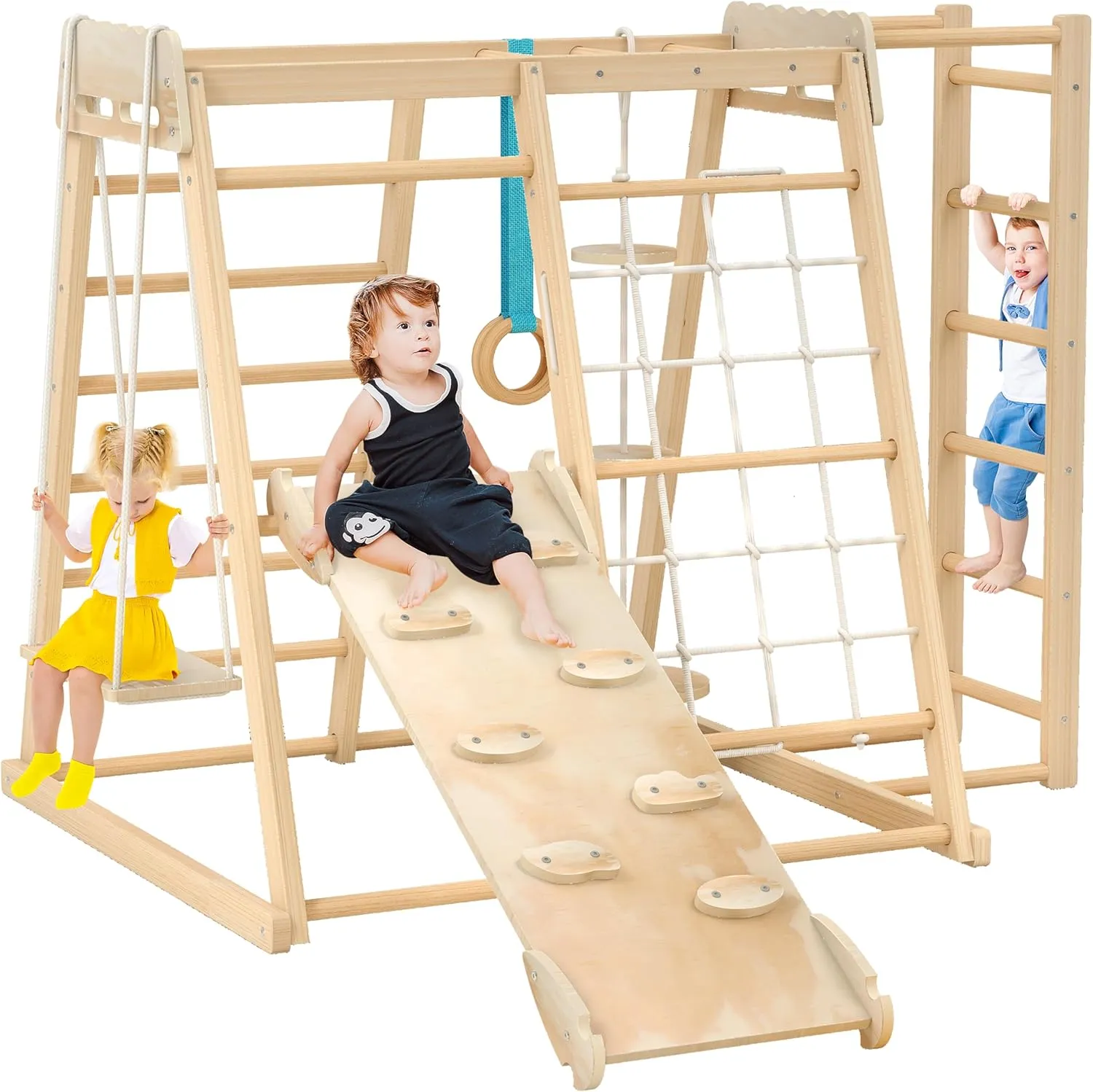 Jungle Gym, Toddler Climbing Toys, Indoor Playground Climbing Toys for Toddlers, Montessori Style Playground Sets for Backyards with Slide, Climbing Wall, Rope Wall Climber, Monkey Bars, Swing1