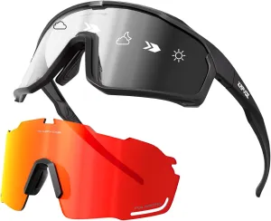 KAPVOE Cycling Glasses with Interchangeable Polarized   Photochromic Lenses Sport Sunglasses Mountain Bike Glasses K93-91