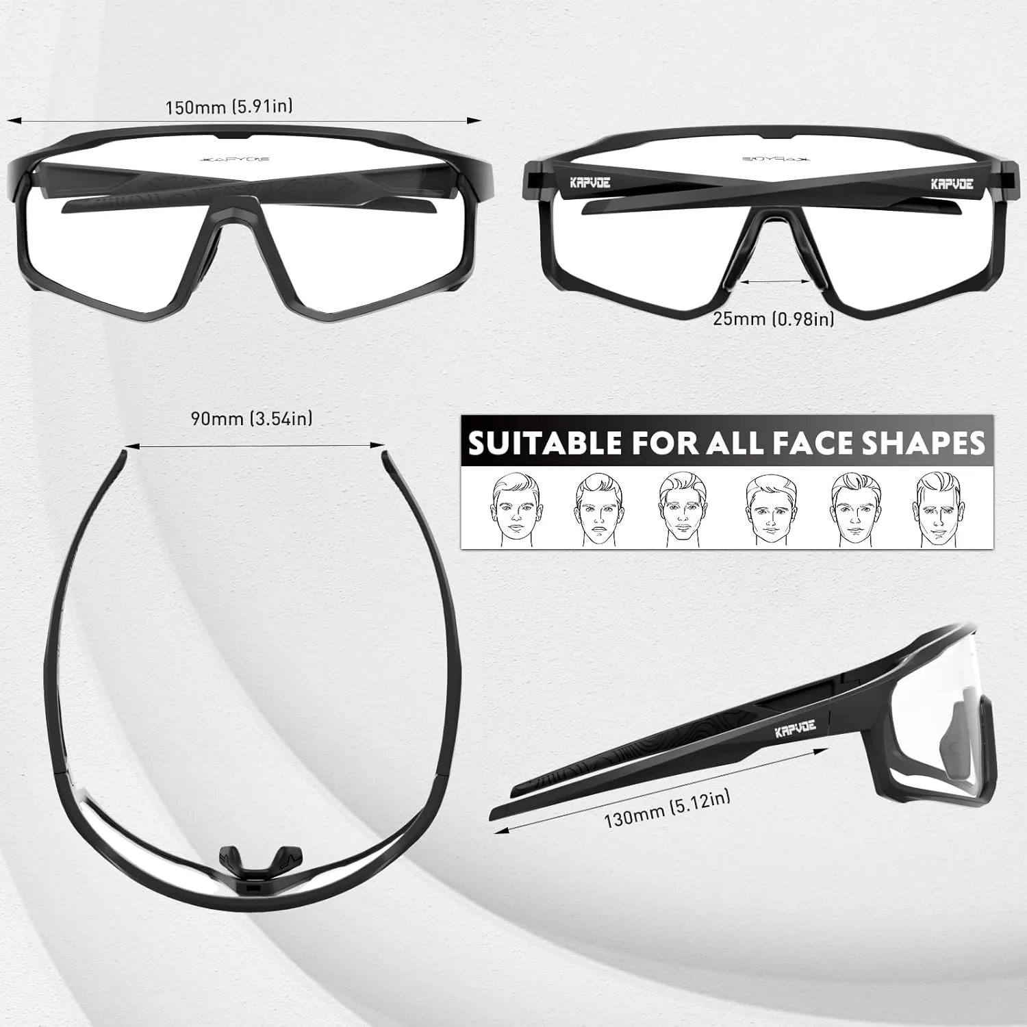 KAPVOE Cycling Glasses with Interchangeable Polarized   Photochromic Lenses Sport Sunglasses Mountain Bike Glasses K93-91