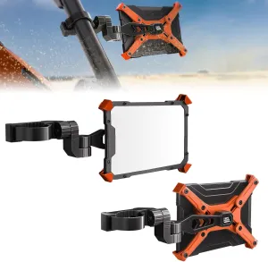 KEMIMOTO CNC Aluminum UTV Side Mirrors For 1.65"-2" Roll Cage Bar Compatible with Polaris RZR Can Am Maverick X3 Side by Side Talon Teryx Mule SXS Side View Mirror Orange