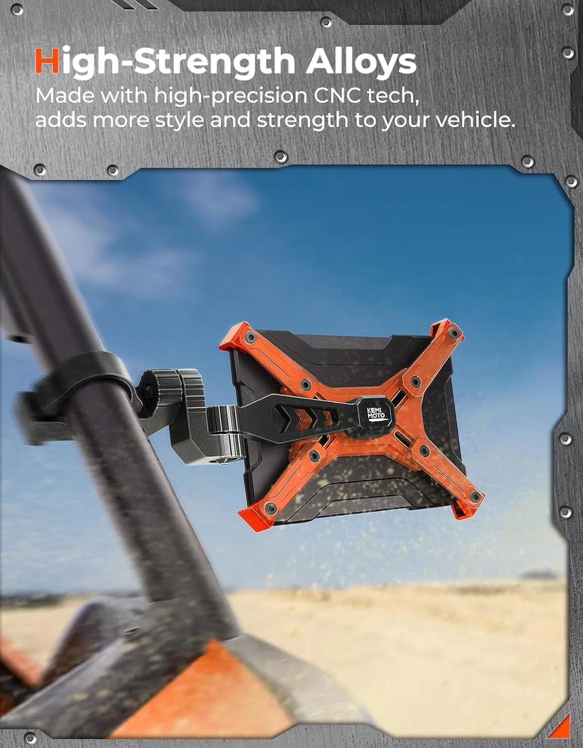 KEMIMOTO CNC Aluminum UTV Side Mirrors For 1.65"-2" Roll Cage Bar Compatible with Polaris RZR Can Am Maverick X3 Side by Side Talon Teryx Mule SXS Side View Mirror Orange