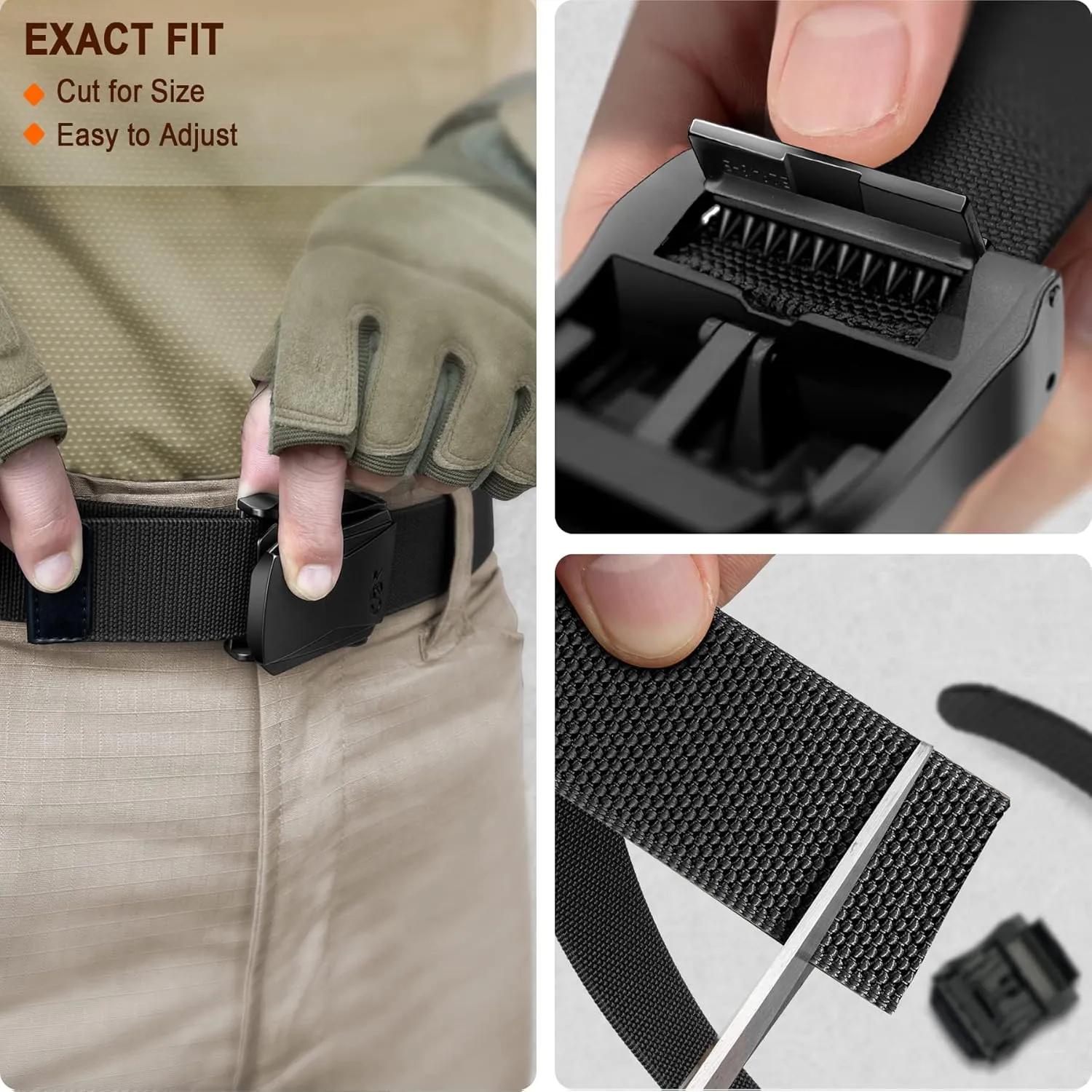 KEMISANT Mens Belt, Military Tactical Stretch Web Nylon Belt For Gift Men Hiking Hunting 1.5",Cut For Fit