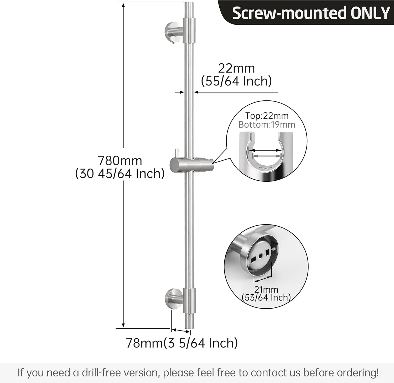 KES Shower Slide Bar 30-Inch with Adjustable Handheld Shower Head Holder for Bathroom Wall Mount SUS 304 Stainless Steel Brushed Finish, F209S78DG-BS