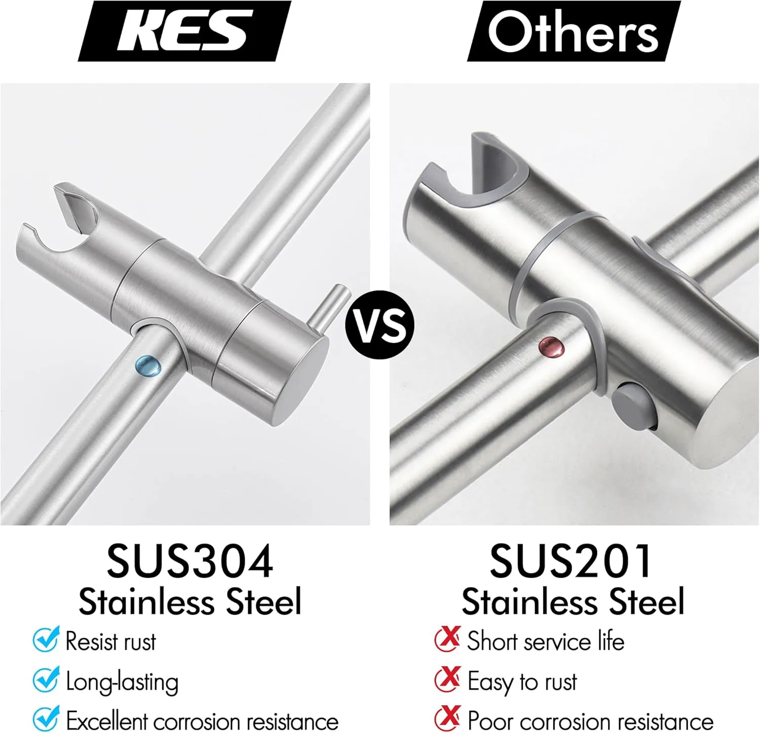 KES Shower Slide Bar 30-Inch with Adjustable Handheld Shower Head Holder for Bathroom Wall Mount SUS 304 Stainless Steel Brushed Finish, F209S78DG-BS