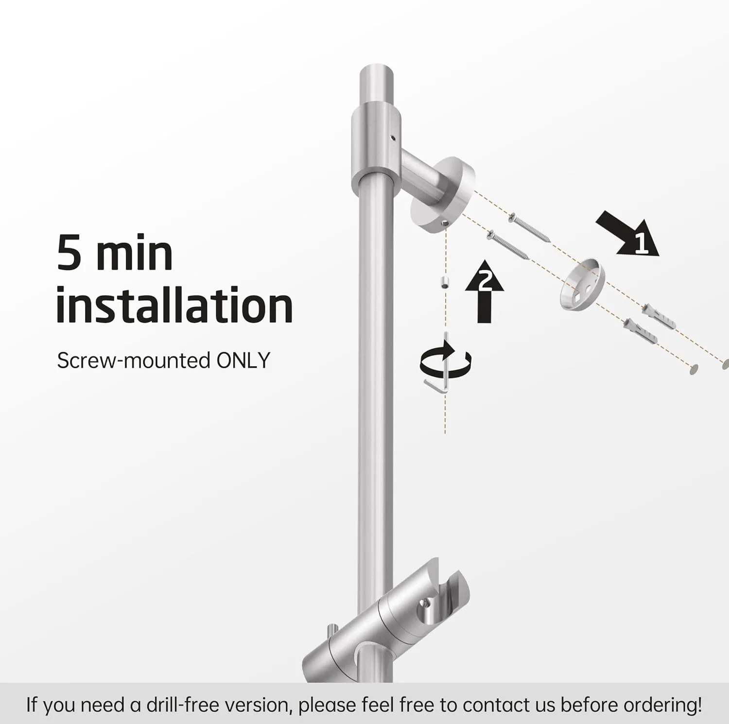 KES Shower Slide Bar 30-Inch with Adjustable Handheld Shower Head Holder for Bathroom Wall Mount SUS 304 Stainless Steel Brushed Finish, F209S78DG-BS