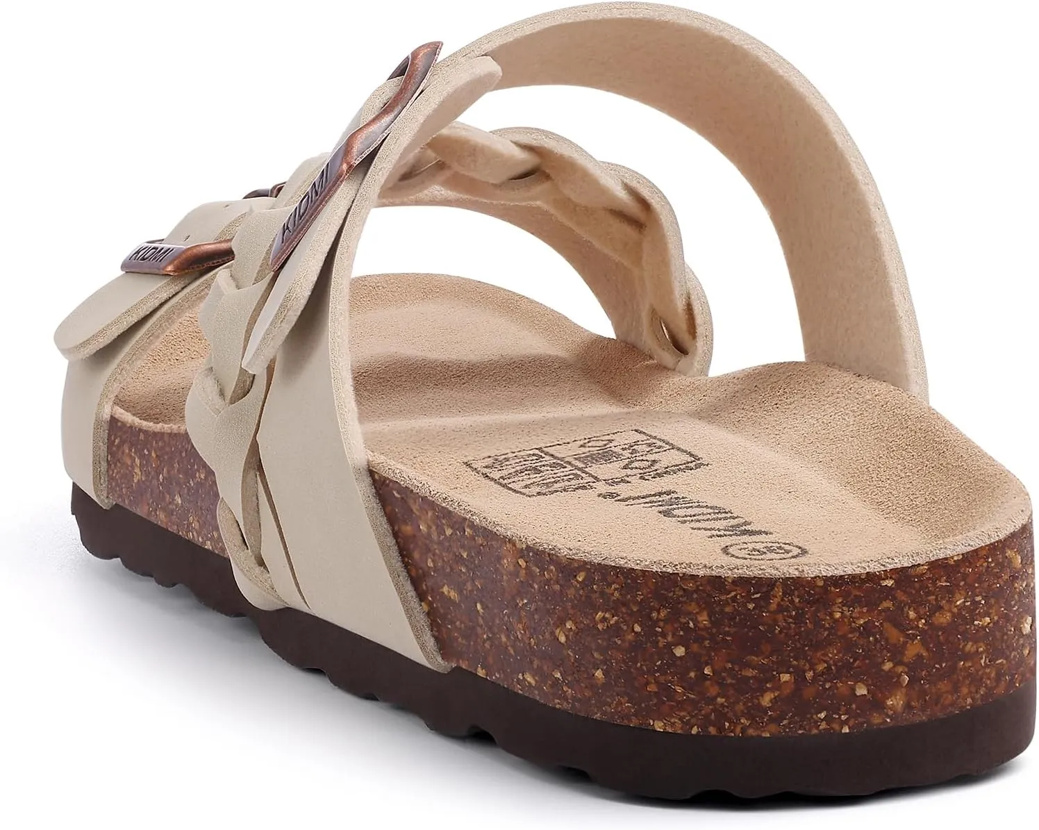 KIDMI Women's Cork Footbed Sandals with Arch Support Comfortable Slip-On Slide Sandals With Adjustable Buckle for Summer