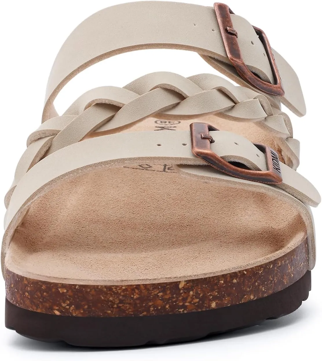 KIDMI Women's Cork Footbed Sandals with Arch Support Comfortable Slip-On Slide Sandals With Adjustable Buckle for Summer