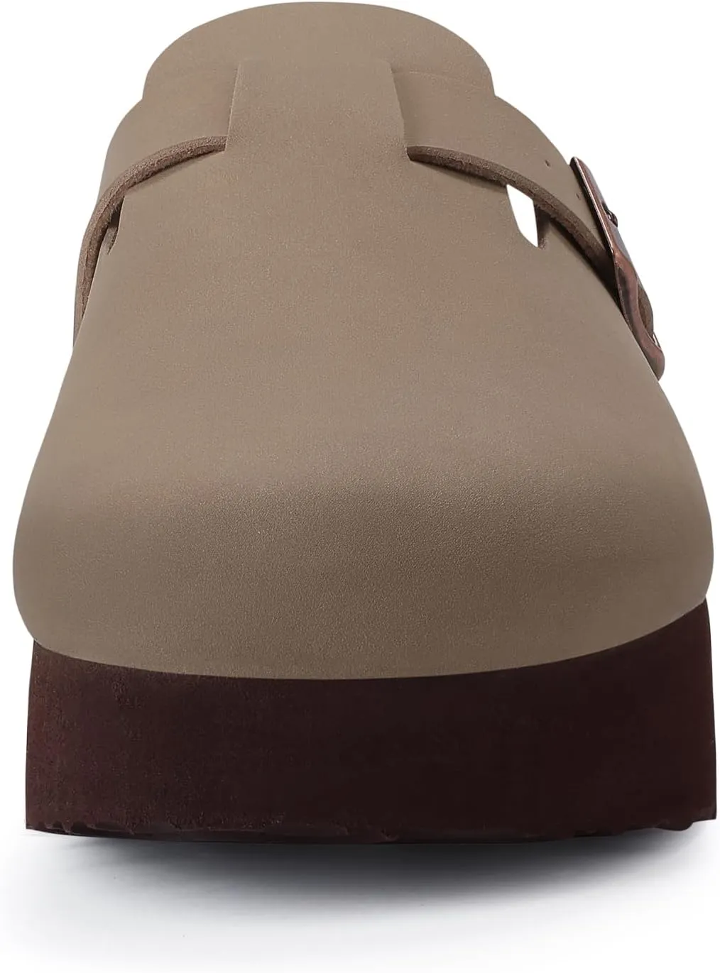 KIDMI Women's Platform Clogs Leather Mules Cork Footbed Potato Shoes