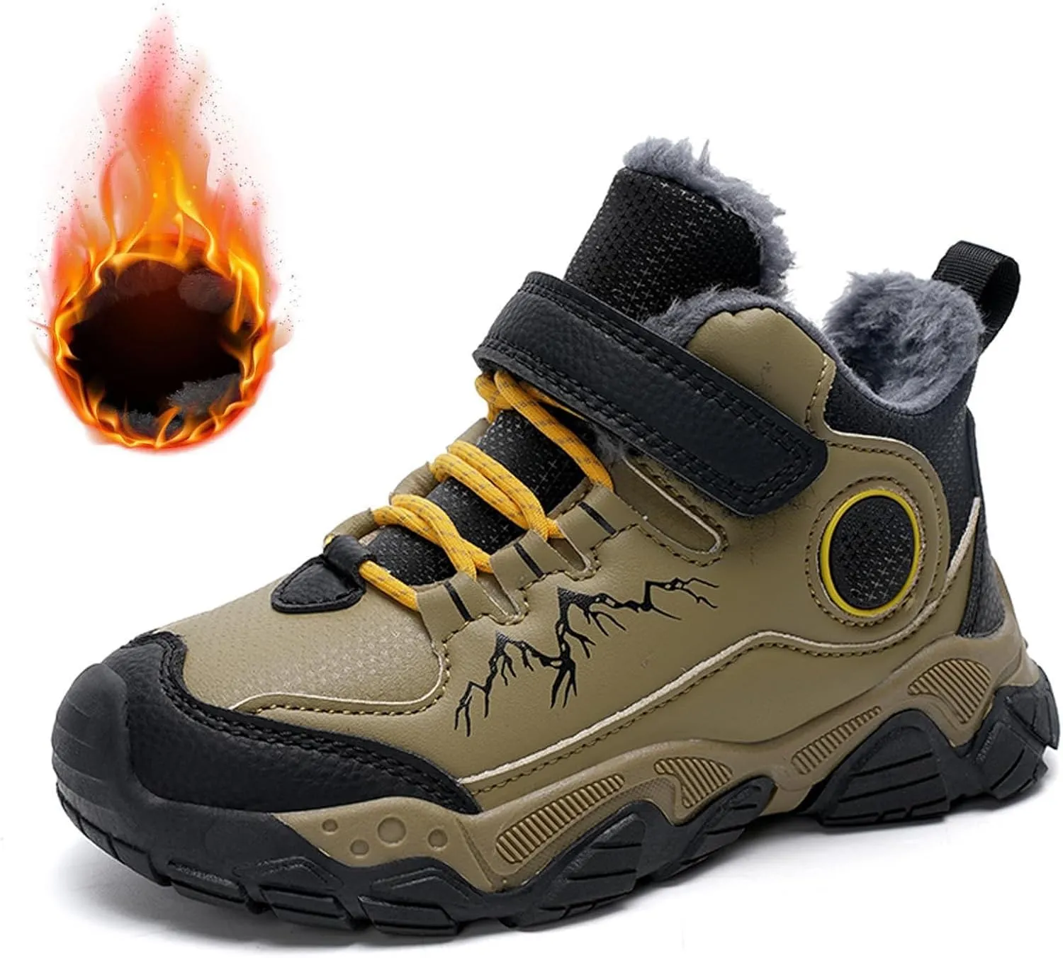 Kids Hiking Sneaker Boys Girls Winter Snow Boots Non Slip Warm Snow Sports Flat Shoes Outdoor Walking Climbing Boots