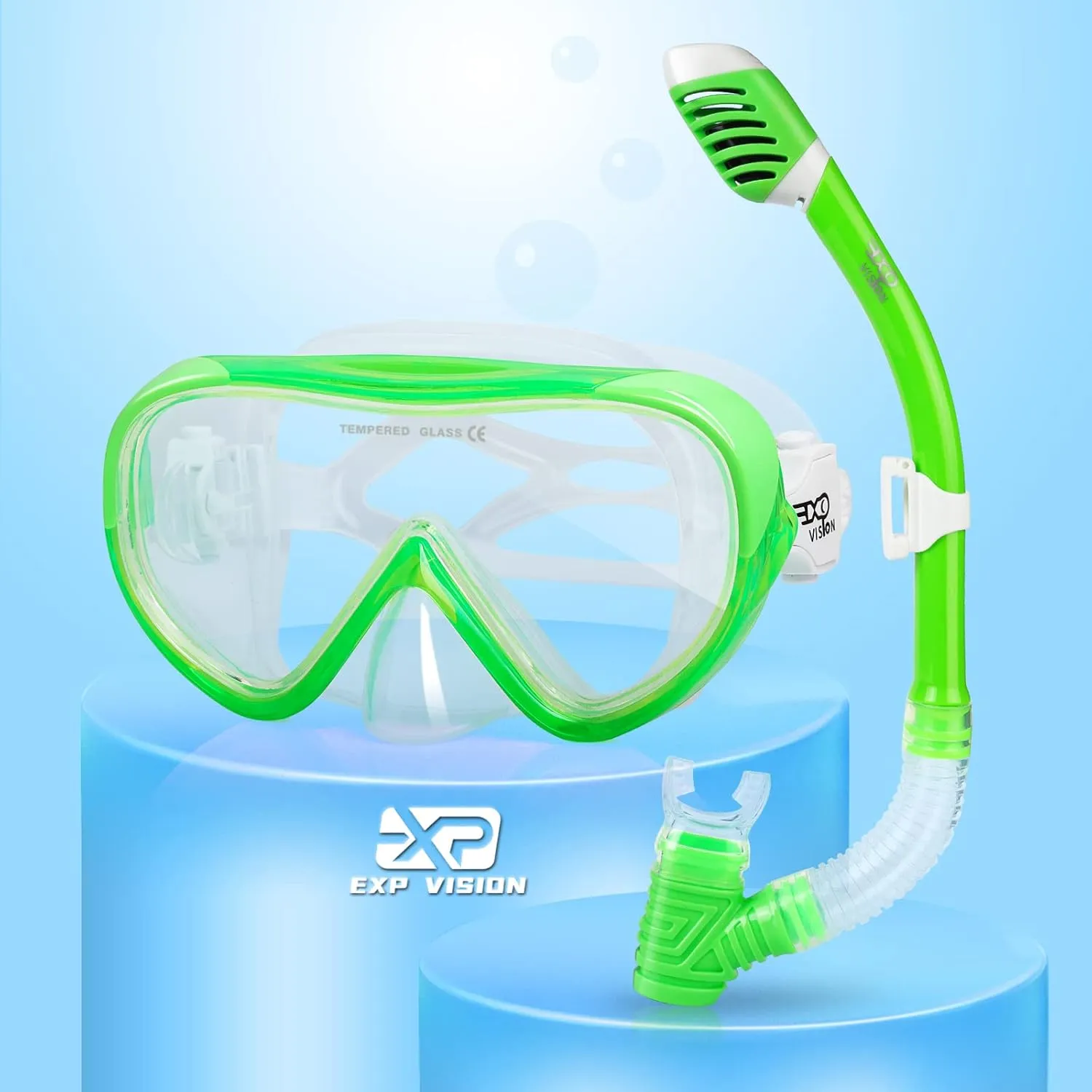 Kids Snorkel Set, Child Diving Mask Anti-Fog Swim Goggles and Dry Snorkel Children Snorkeling Gear for Youth Boys Girls Age 4-14