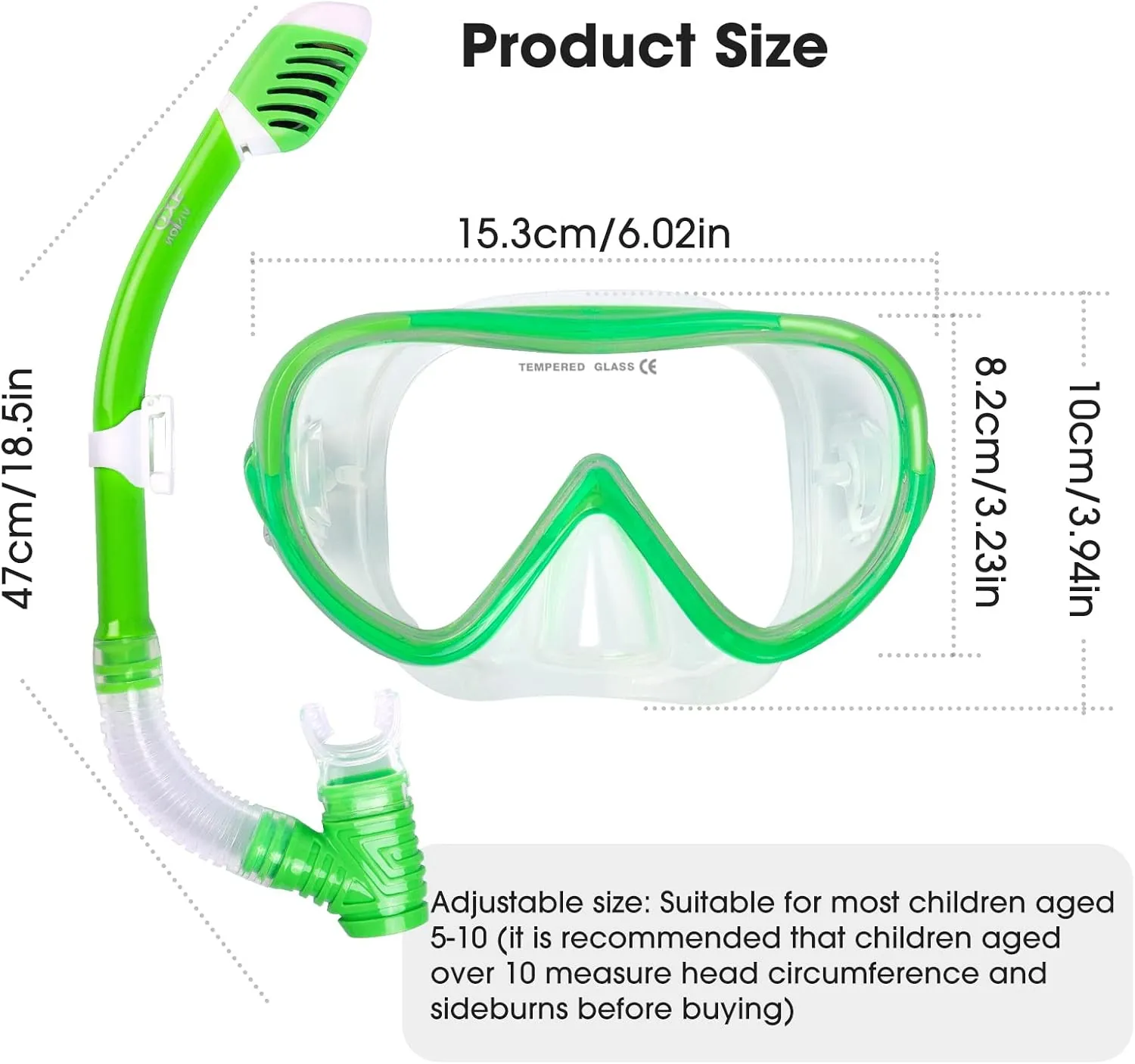 Kids Snorkel Set, Child Diving Mask Anti-Fog Swim Goggles and Dry Snorkel Children Snorkeling Gear for Youth Boys Girls Age 4-14