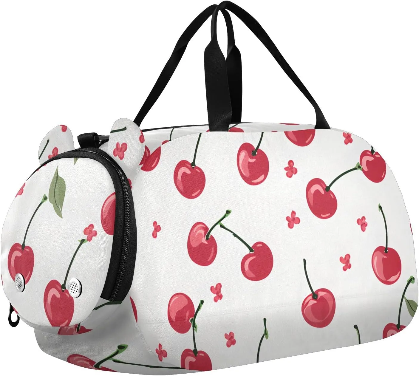 Kids Sport Duffel Bag Cherry Berries on Stem Unisex Overnight Travel Gym Bag
