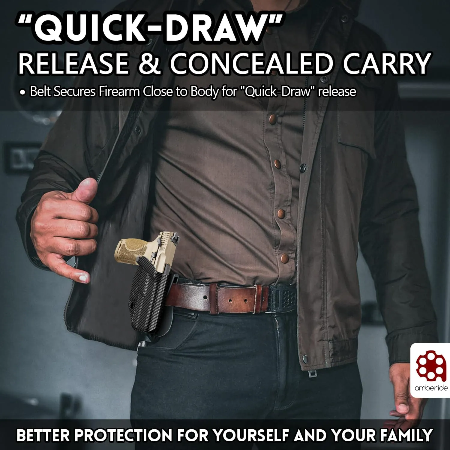 Kimber Micro 9 Holster IWB OWB Kydex Holster Fit: Kimber Micro 9mm Pistol – Inside Waistband Concealed Carry – Adjustable Cant & 'Posi-Click' Retention – No Wear - No Jitter - USA Made by Amberide