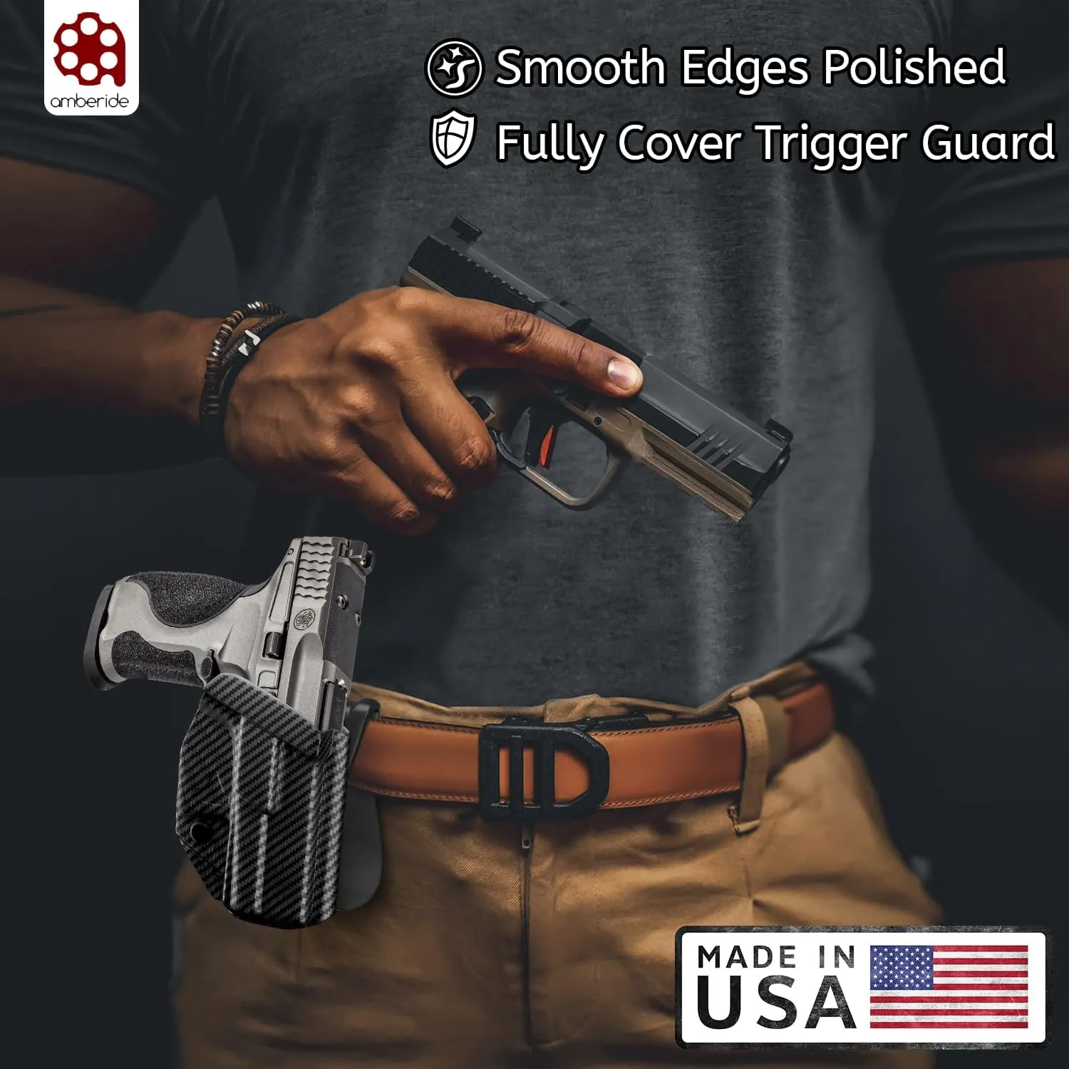 Kimber Micro 9 Holster IWB OWB Kydex Holster Fit: Kimber Micro 9mm Pistol – Inside Waistband Concealed Carry – Adjustable Cant & 'Posi-Click' Retention – No Wear - No Jitter - USA Made by Amberide
